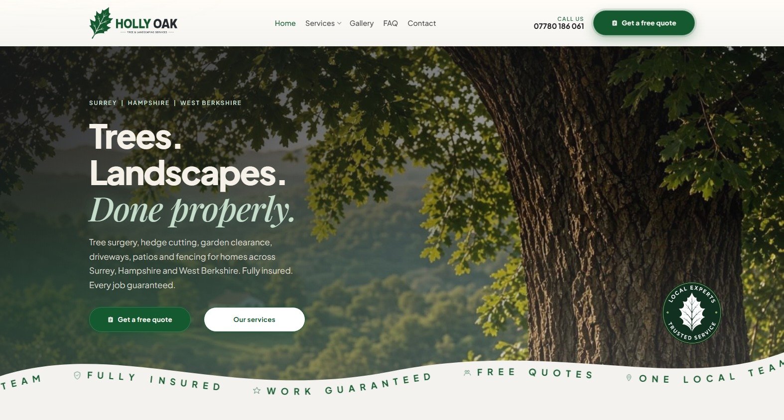 Holly Oak Services website screenshot